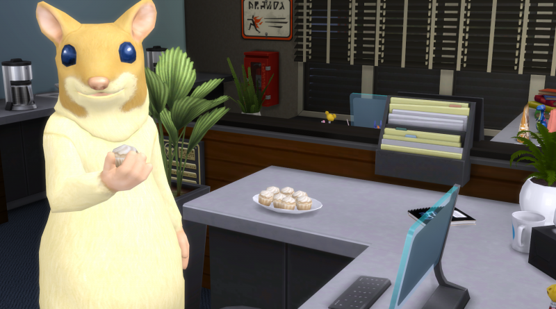 Sims 4 hamster man with cupcake